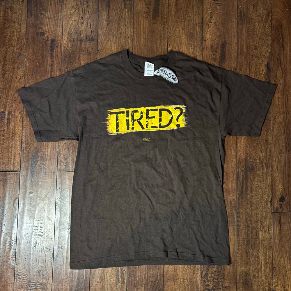 2009 Kerusso Graphic Shirt Mens L Brown Christian Religious Jesus Quote Cross
